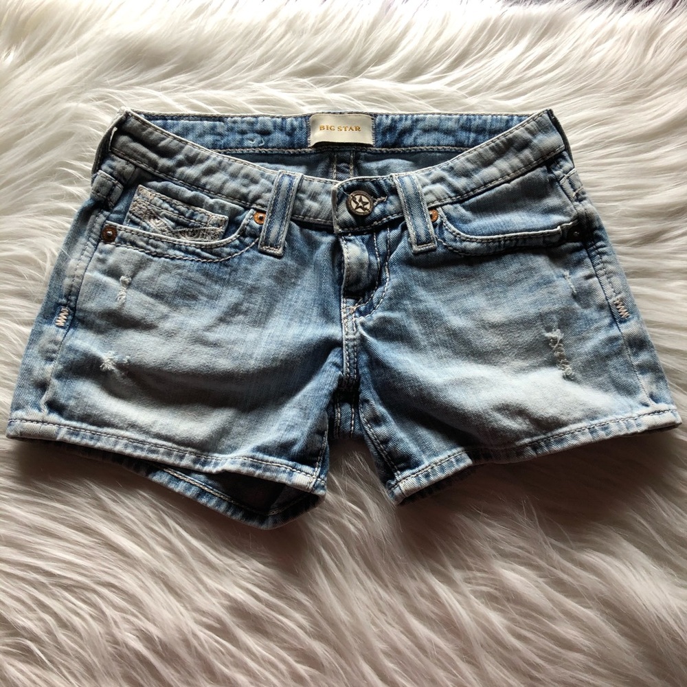 BIG STAR Shorts Stretch Denim Low Rise Light 25